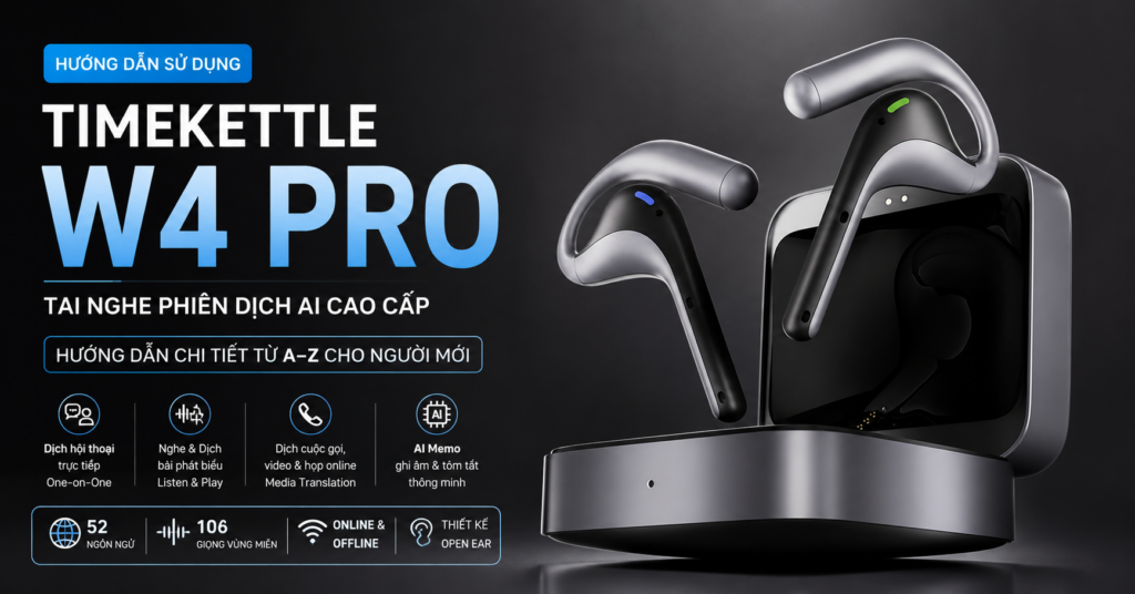 Ảnh đại diện bài hướng dẫn sử dụng Timekettle W4 Pro từ A–Z cho người mới.